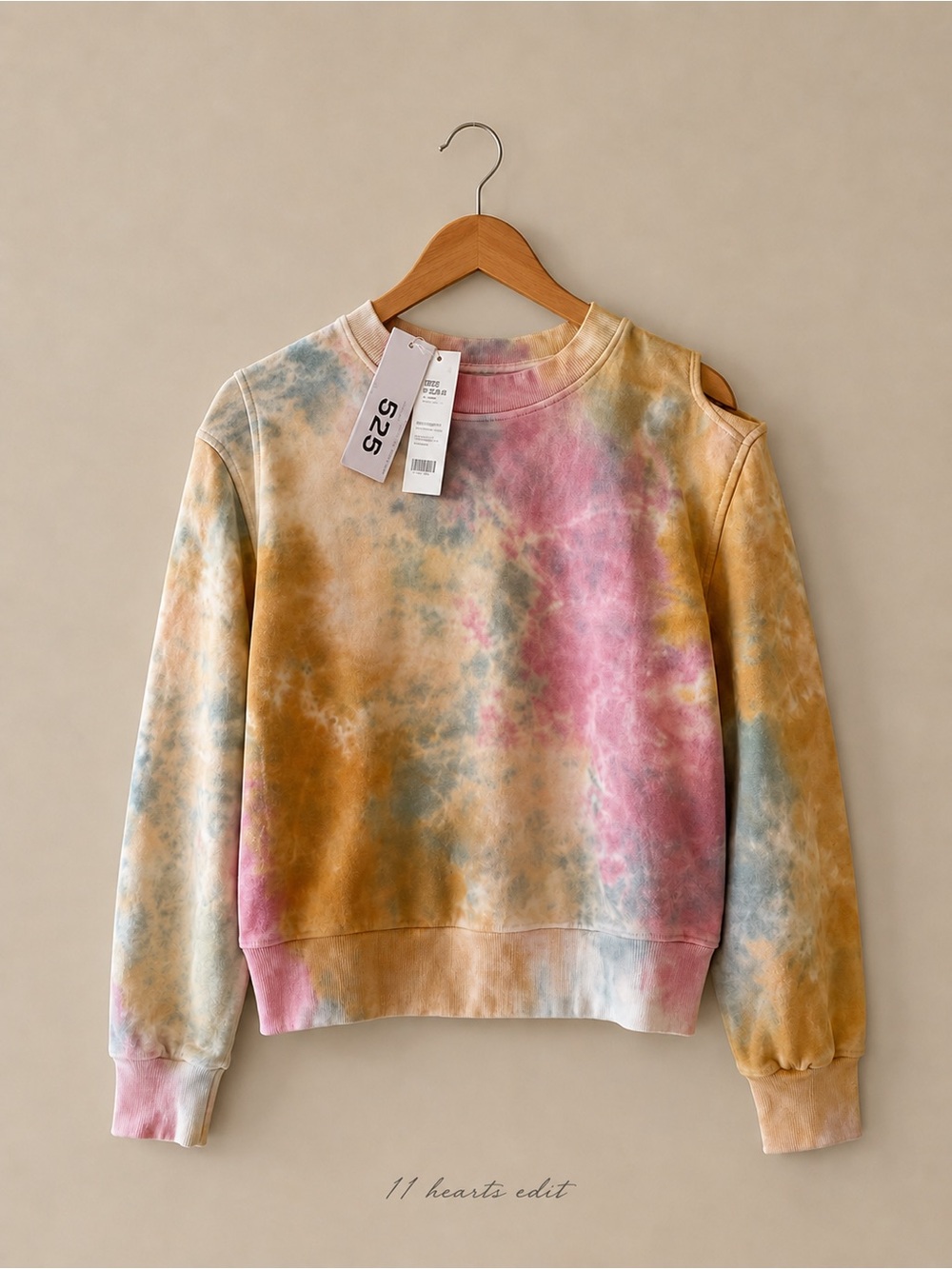 525 America Glacier Multi Tie Dye Cold Shoulder Sweatshirt XS NWT